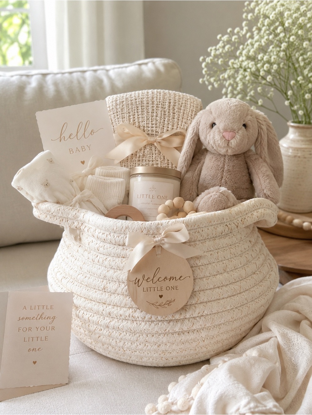 Cream Rope Gift Basket or Decorative Home Accent